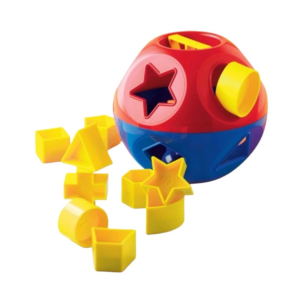 Tupperware Vintage Shape O Ball Classic Toy Sorter with 10 Shapes Blue Red